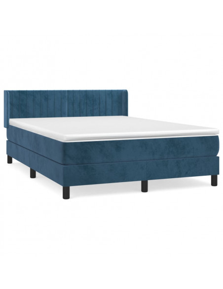Giroletto a Molle con Materasso Blu Scuro 140x200 cm in Velluto