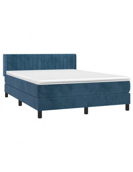 Giroletto a Molle con Materasso Blu Scuro 140x200 cm in Velluto