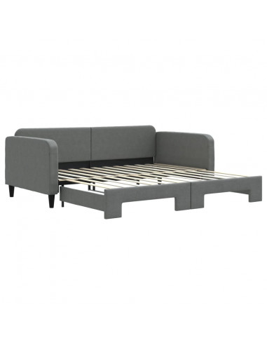 Divano Letto con Letto Estraibile Grigio Scuro 100x200 Tessuto