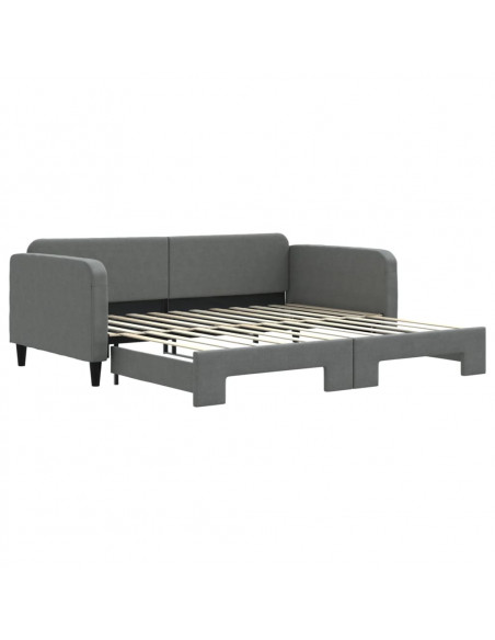 Divano Letto con Letto Estraibile Grigio Scuro 100x200 Tessuto