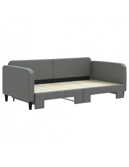 Divano Letto con Letto Estraibile Grigio Scuro 100x200 Tessuto