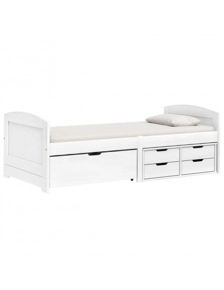 Dormeuse 5 Cassetti Bianca 90x200 cm Legno Massello Pino IRUN