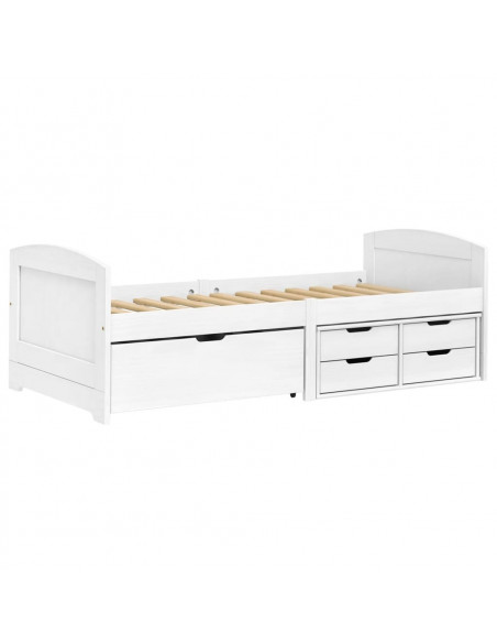 Dormeuse 5 Cassetti Bianca 90x200 cm Legno Massello Pino IRUN