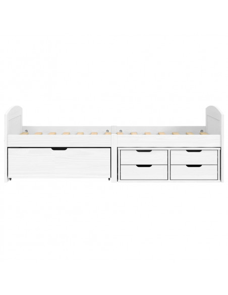 Dormeuse 5 Cassetti Bianca 90x200 cm Legno Massello Pino IRUN
