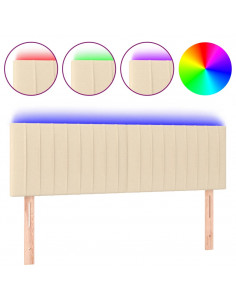 Testiera a LED Crema 144x5x78/88 cm in Tessuto