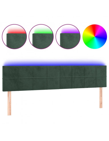 Testiera a LED Verde Scuro 180x5x78/88 cm in Velluto