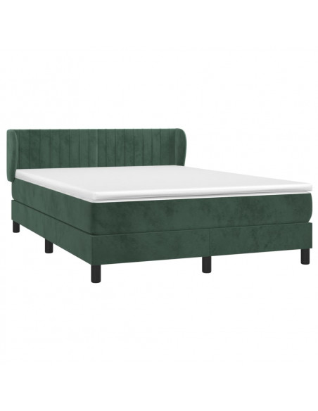 Giroletto a Molle con Materasso Verde Scuro 140x190 cm Velluto