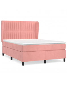 Giroletto a Molle con Materasso Rosa 140x200 cm in Velluto 2