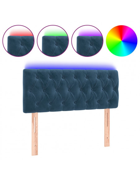 Testiera a LED Blu Scuro 90x7x78/88 cm in Velluto