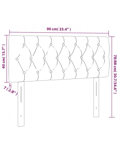 Testiera a LED Blu Scuro 90x7x78/88 cm in Velluto