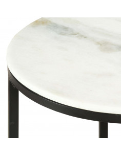Tavolino da Salotto Bianco e Nero Ø65 cm in Vero Marmo Solido 2