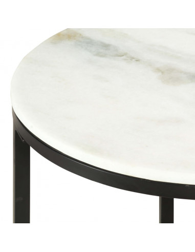 Tavolino da Salotto Bianco e Nero Ø65 cm in Vero Marmo Solido