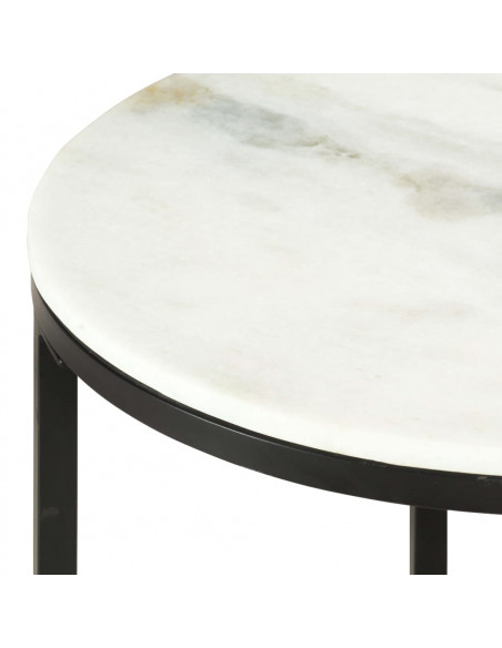 Tavolino da Salotto Bianco e Nero Ø65 cm in Vero Marmo Solido