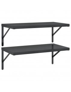 Mensole a Muro 2 pz 75x40 cm Nero in Acciaio Inossidabile 2