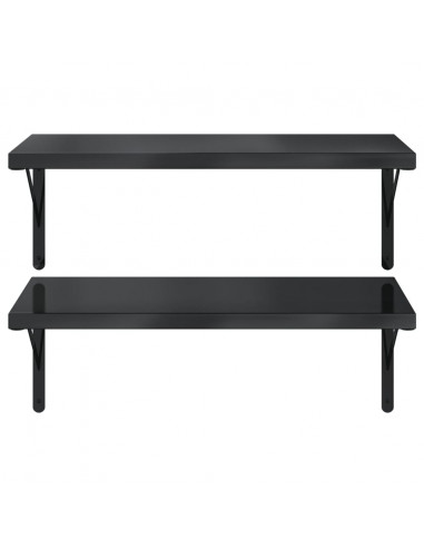 Mensole a Muro 2 pz 75x40 cm Nero in Acciaio Inossidabile