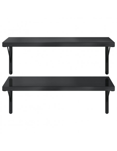 Mensole a Muro 2 pz 75x40 cm Nero in Acciaio Inossidabile