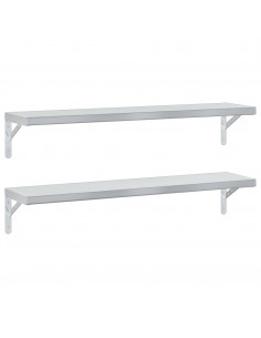 Mensole a Muro 2 pz 100x23,5 cm Argento in Acciaio Inossidabile 2