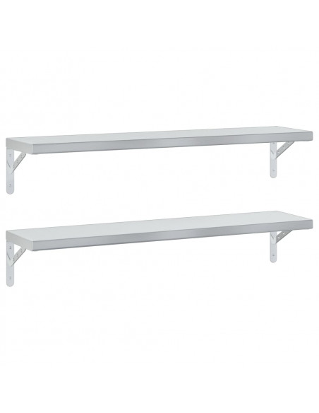 Mensole a Muro 2 pz 100x23,5 cm Argento in Acciaio Inossidabile