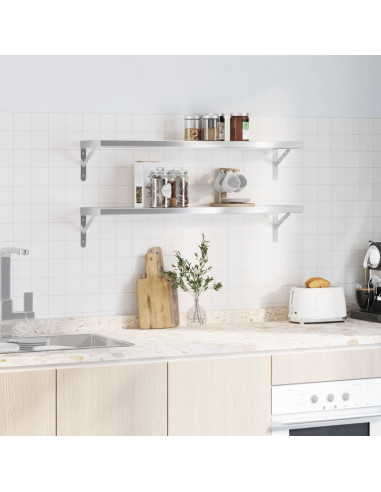Mensole a Muro 2 pz 100x23,5 cm Argento in Acciaio Inossidabile