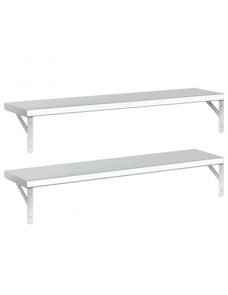Mensole a Muro 2 pz 100x23,5 cm Argento in Acciaio Inossidabile