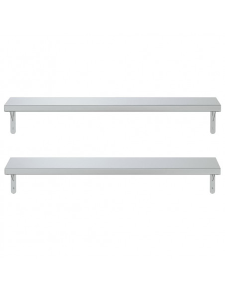 Mensole a Muro 2 pz 100x23,5 cm Argento in Acciaio Inossidabile