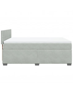 Giroletto a Molle con Materasso Grigio Chiaro 140x200cm Velluto 2