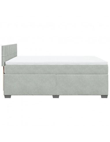 Giroletto a Molle con Materasso Grigio Chiaro 140x200cm Velluto