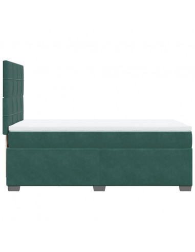 Giroletto a Molle con Materasso Verde Scuro 90x190 cm Velluto