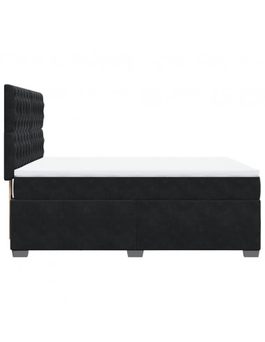 Giroletto a Molle con Materasso Nero 160x200 cm in Velluto