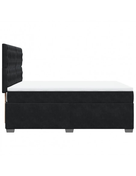 Giroletto a Molle con Materasso Nero 160x200 cm in Velluto
