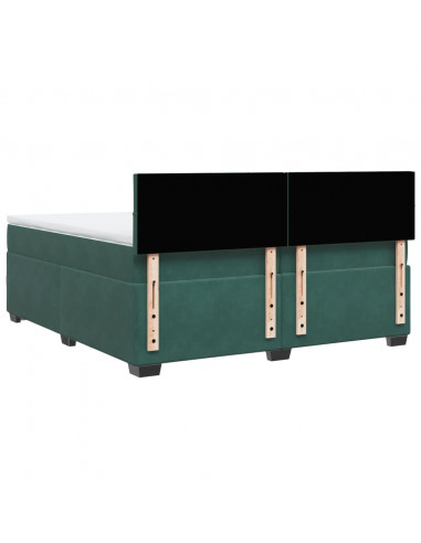 Giroletto a Molle con Materasso Verde Scuro 200x200 cm Velluto