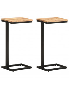 Tavolini Laterali 2 pz 31,5x24,5x64,5 cm Massello d'Acacia 2