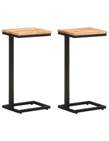 Tavolini Laterali 2 pz 31,5x24,5x64,5 cm Massello d'Acacia