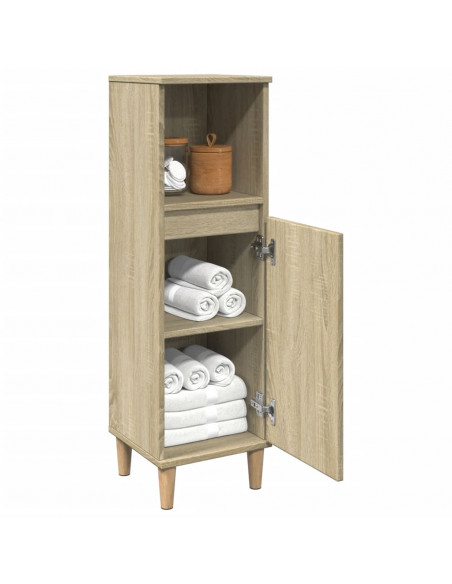 Armadietto da Bagno Rovere Sonoma 30x30x100cm Legno Multistrato