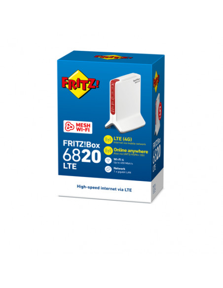 Box FRITZ! 6820 LTE (v3) INT router wireless Gigabit Ethernet Banda singola (2.4 GHz) 4G Rosso, Bianco