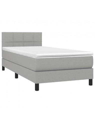 Giroletto a Molle con Materasso Grigio Chiaro 90x200 cm Tessuto