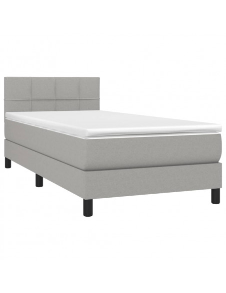 Giroletto a Molle con Materasso Grigio Chiaro 90x200 cm Tessuto