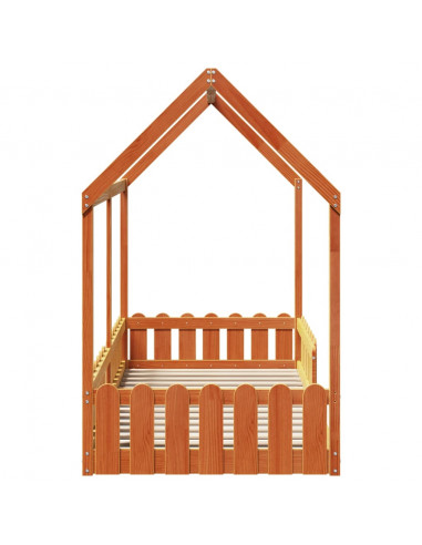 Giroletto Casetta Bambini Marrone Cera 90x190 cm Massello Pino