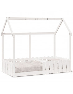 Giroletto Casetta Bambini Bianco 80x160 cm Legno Massello Pino 2