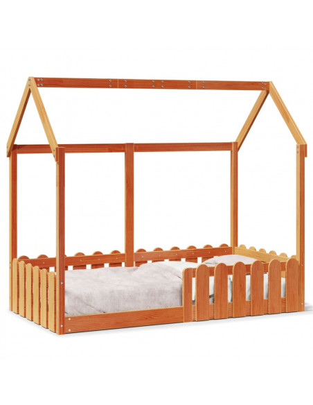 Giroletto Casetta Bambini Marrone Cera 80x160 cm Massello Pino