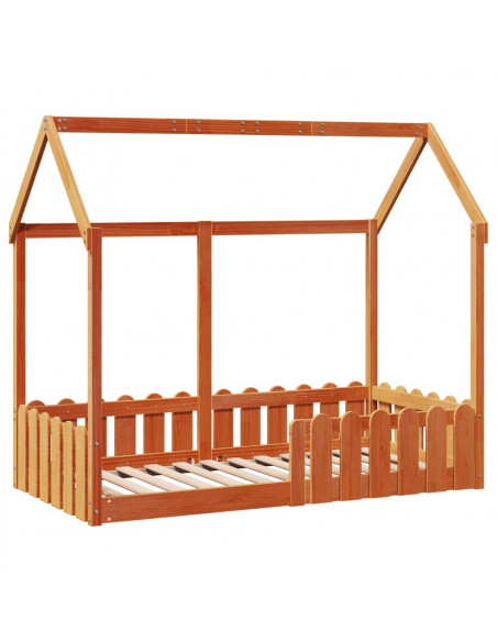 Giroletto Casetta Bambini Marrone Cera 80x160 cm Massello Pino