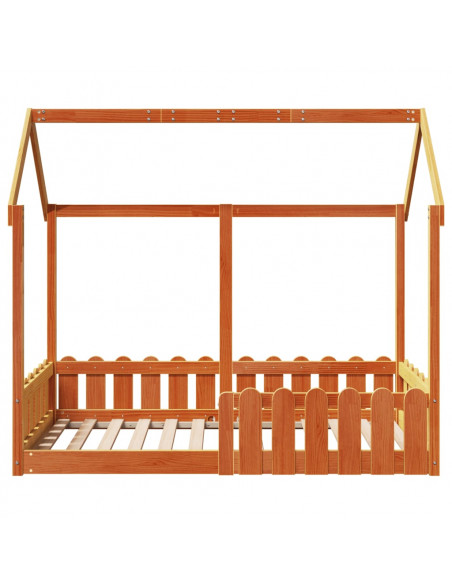 Giroletto Casetta Bambini Marrone Cera 80x160 cm Massello Pino