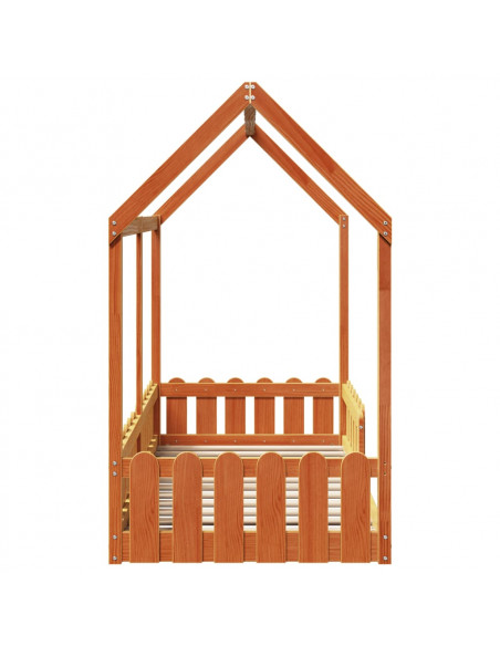 Giroletto Casetta Bambini Marrone Cera 80x160 cm Massello Pino