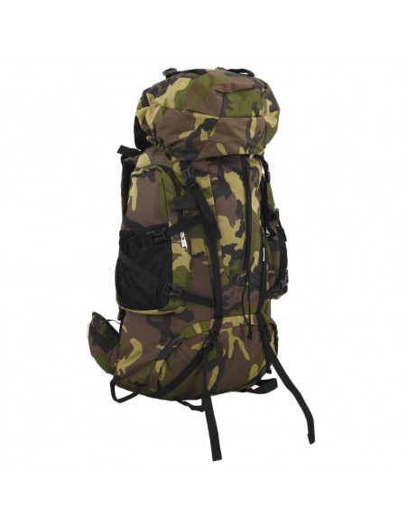 Zaino da Trekking Verde Mimetico 80 L in Tessuto Oxford