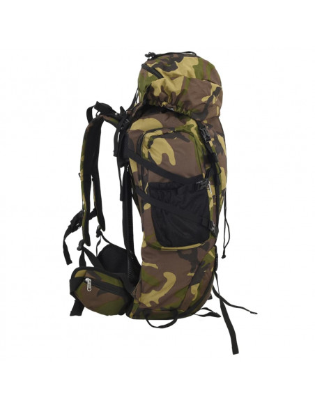 Zaino da Trekking Verde Mimetico 80 L in Tessuto Oxford