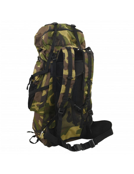Zaino da Trekking Verde Mimetico 80 L in Tessuto Oxford