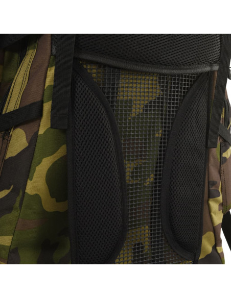Zaino da Trekking Verde Mimetico 80 L in Tessuto Oxford