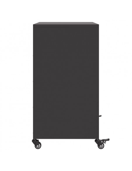 Credenza Nera 68,5x39x72 cm in Acciaio Laminato a Freddo