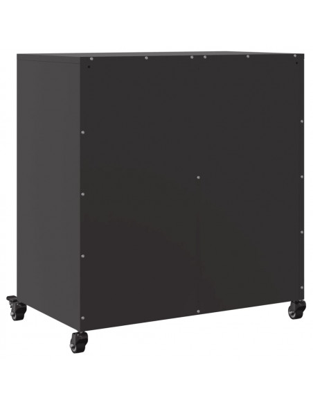 Credenza Nera 68,5x39x72 cm in Acciaio Laminato a Freddo