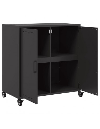 Credenza Nera 68,5x39x72 cm in Acciaio Laminato a Freddo